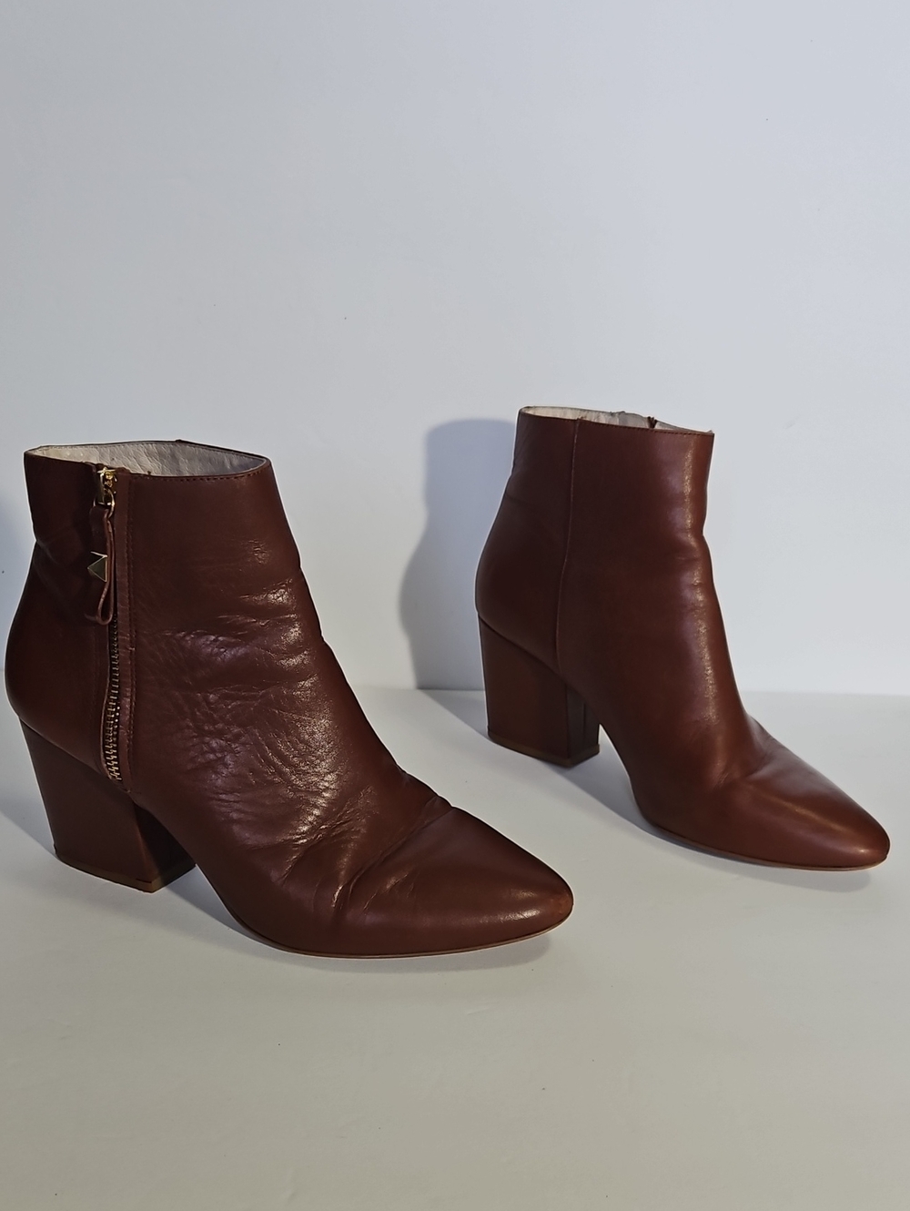 Kate Spade Brown Leather Pointed Toe Side Zip Ankle Boots